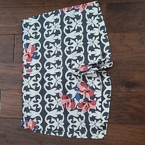 LOFT Charcoal Grey & White Patterned Shorts with Colorful Floral Designs size 14